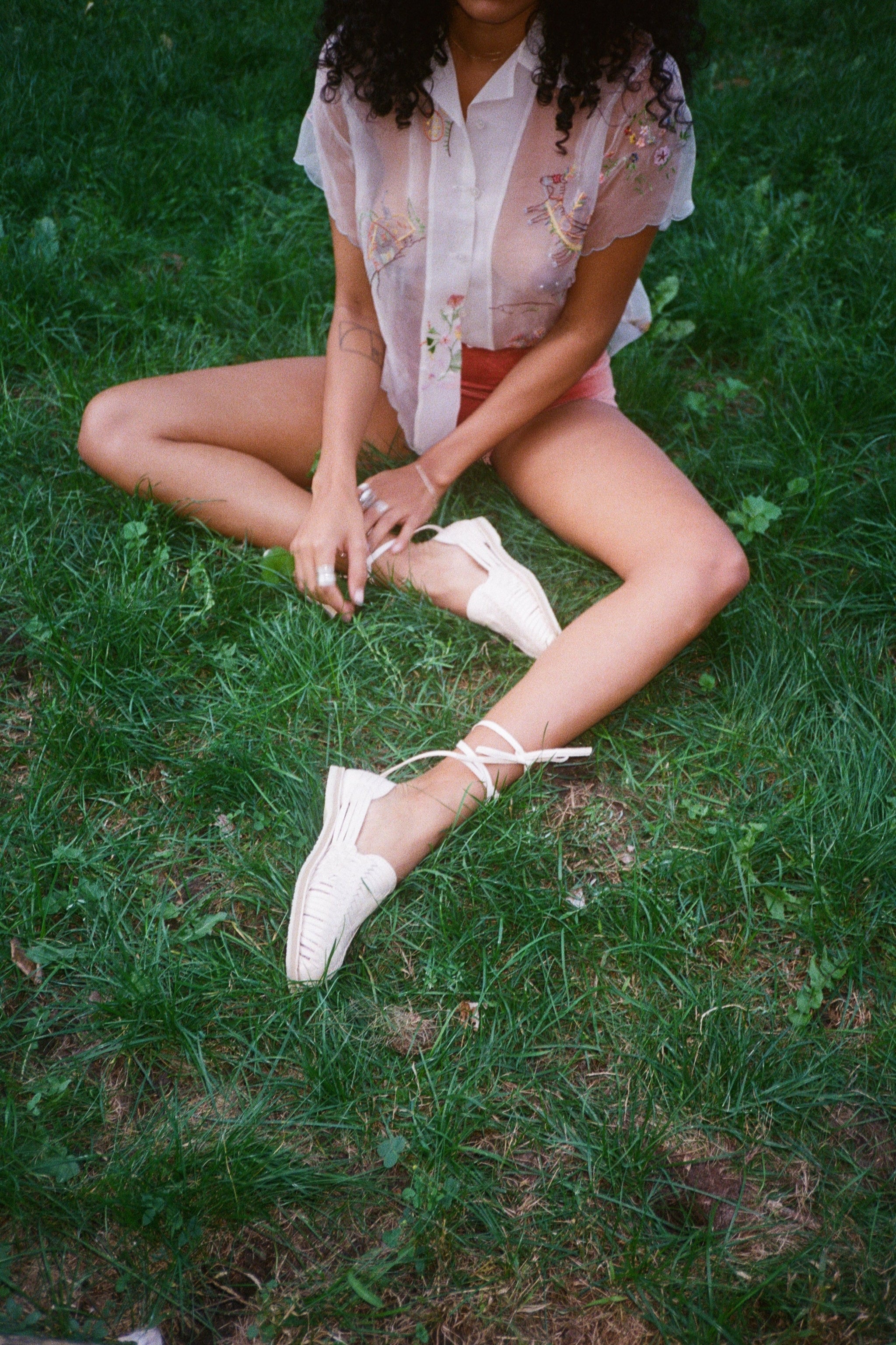 Lace Up Huaraches in Blush